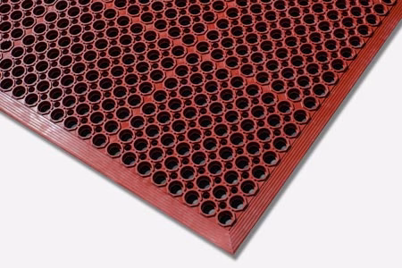 Red Commercial Kitchen Mat Close Up