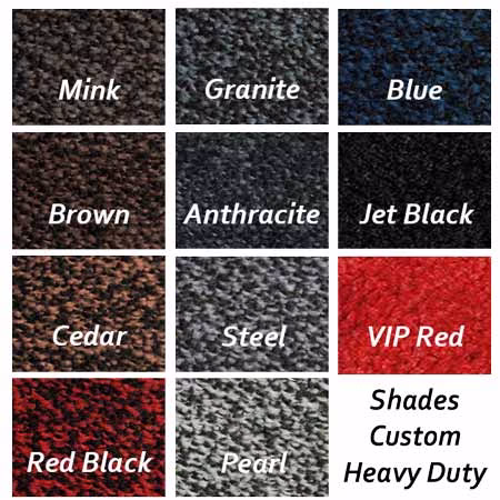 Shades Custom Heavy Duty Mats Colour Swatches