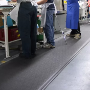 Rubber roll matting in industrial setting