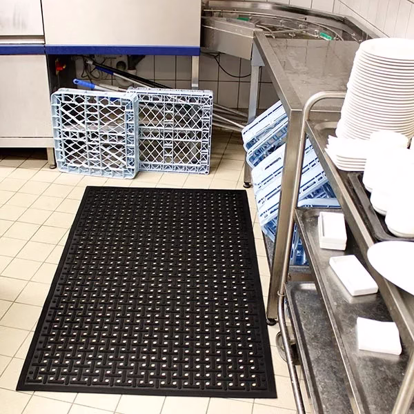 anti fatigue mat with drainage in kitchen