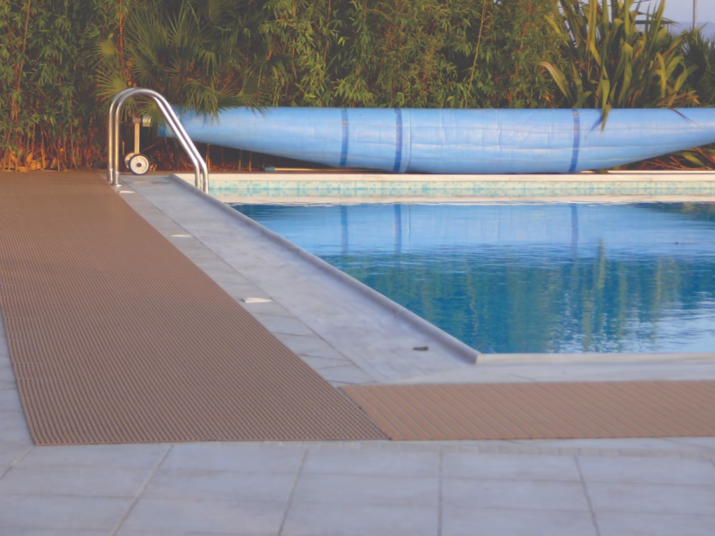 Floorline matting around swimming pool