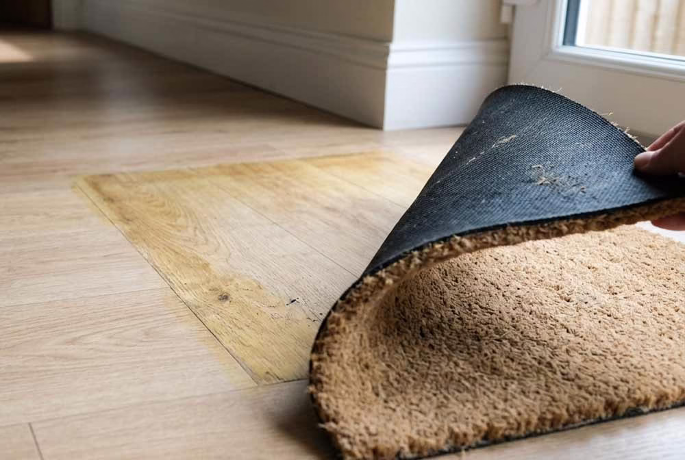 LVT Vinyl Floor Discolouration beneath rubber backed mat