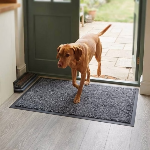 MuckStopper Eco Mat Charcoal with Dog Walking over