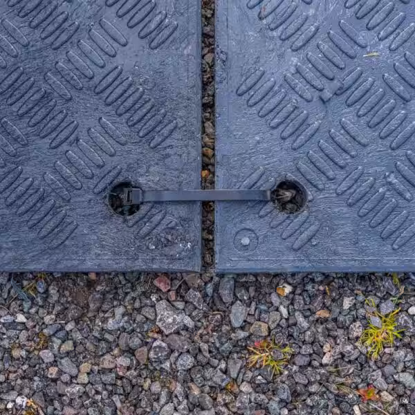 Heavy-Duty-Cable-Tie-in-use GroundShield Ground Protection Mats Connectors Cable Ties